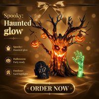 Lanterne géante d'Halloween effrayante pour festival, avec citrouilles suspendues et main lumineuse, pour décoration de jardin