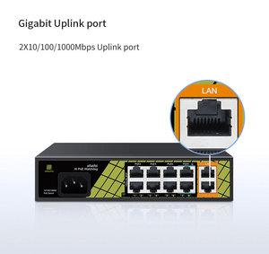 GENATA Switch PoE Híbrido de 10 Puertos Ethernet <span class=keywords><strong>Megabit</strong></span> y Gigabit de 5.6Gbps para Sistemas de Seguridad CCTV y AI Watchdog - ¡En Stock! - Product Image 1