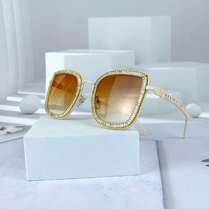 Luxurious <b>Rectangle</b> <b>Sunglasses</b> with Moissanite Accents Anti-Reflective Lenses <b>Rimless</b> Unisex Adult Casual % UV Protection - Product Image 1