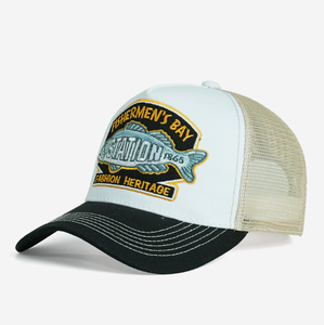 Gorra de béisbol ajustable con malla trasera y bordado de peces Fishermen's Bay para hombre, ideal para pesca al aire libre - Product Image 2