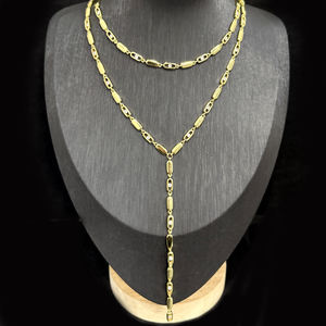 सोने की प्लेटेड फैशन महिला गहने सेट ज्यामितीय आयताकार आकर्षण लिंक चेन हैंड चोकर लेविट - Product Image 3