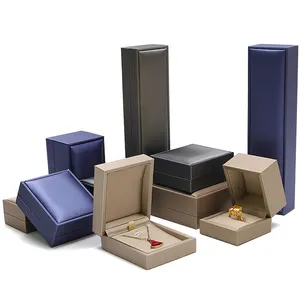Hanhong Factory Großhandel benutzer definierte Luxus Samt Schmuck Packbox dicke Schwamm Halskette Leder Schmuck Ring Pu Box