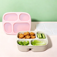 Boîte à bento anti-fuite à 4 compartiments, compatible micro-ondes et lave-vaisselle, en silicone alimentaire, fabriquée par [Nom du fabricant]