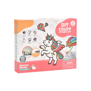 Mainan gambar seni stiker warna DIY Album Unicorn menggemaskan mainan pembelajaran edukasi gantungan kunci lukisan lem tanpa panggang 3D - Product Image 1