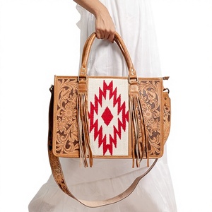 Nouvel arrivage de sac fourre-tout à franges en cuir usiné aztèque fait à la main Style Navajo occidental vente chaude femmes Portable Vintage été - Product Image 1