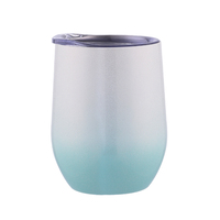Mug à café isotherme à double paroi en acier inoxydable de 400 ml avec couvercle, dégradé de couleurs, tasse à bière portable en métal pour les voyages et le bureau