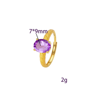 9 Anillos Ajustables Delicados con Granate Ovalado de 7*9mm, Chapados en Oro sobre Plata 925, con Piedras Naturales de Colores, Joyería de Gemas - Product Image 6
