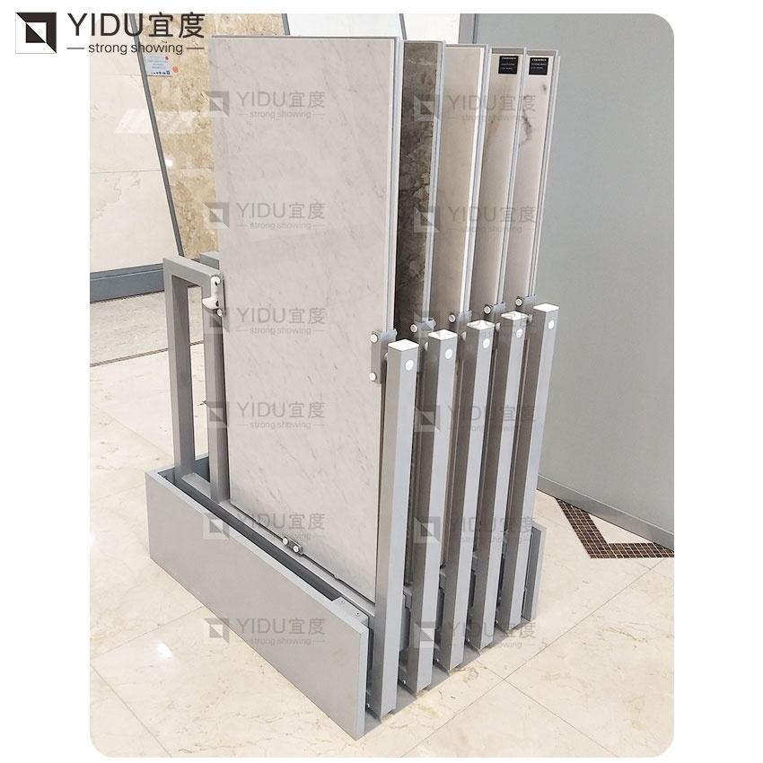 Sliding Tilee Display Rack Stand Push Pull Rotating Tile Display Rack Metal Sliding Stone Marble Quartz ...