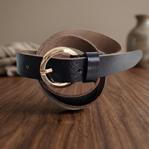 Cinturón Vintage Ecológico de Cuero Vacuno con Hebilla de Acero, 3.8CM de Ancho, 138CM de Largo, Diseño 3D, Patrón Sólido, Moldeado en una Sola Pieza, Unisex BS - Product Image 1