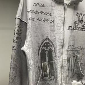 Felpa con Zip Vintage in Cotone French Terry 500GSM, Stampa Serigrafica Integrale, Ricamo, Lavaggio Vintage, Produzione OEM - Product Image 2