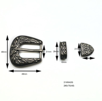 Set Gesper Pin Logam Perak Retro Langming 21mm Motif Daun Bunga Aksesoris Sabuk Kostum Kuno