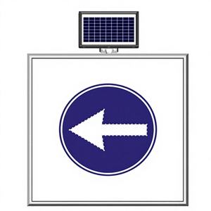 Panneau de signalisation routière solaire 'Left Only' pour travaux de maintenance 100x100 cm, corps en aluminium, panneau composite IP54 - Product Image 1