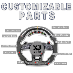 Volant de course Chevrolet <span class=keywords><strong>Corvette</strong></span> C7 <span class=keywords><strong>2014</strong></span>-2018 avec accents en bois de pêche et fibre de carbone et 3 branches pour un look sportif - Product Image 2