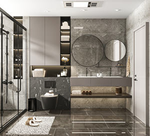 Nouvelle armoire de salle de bain en acier moderne, stable structurellement, de luxe, pour le rangement - Product Image 3