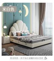 Lit superposé moderne Queen/King Size en bois de pin avec revêtement en cuir, confortable, luxueux, meubles de chambre à coucher, rangement durable