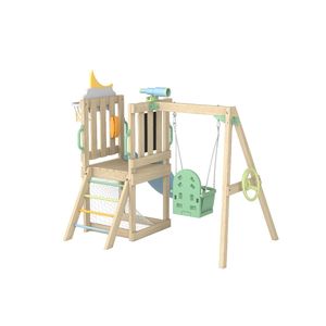 Ensemble de balançoires en bois pour enfants, pour jardin, cour, parc, intérieur, extérieur, 4 en 1, avec toboggan et chaise à bascule pour tout-petits, pour enfants - Product Image 3