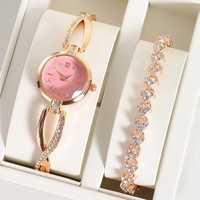 Montre à quartz pour femme en alliage d'acier avec strass, cadran de 32 mm, plusieurs fuseaux horaires