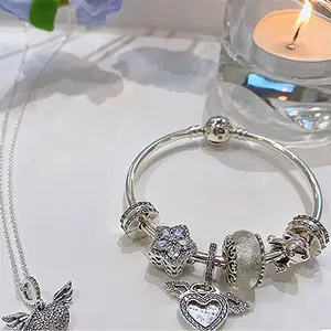 Orijinal marka arcade takı gayrimenkulünü kutusu de plata seti göz alıcı boncuk 925 ayar gümüş saat bilezik pulsera küpe kolye