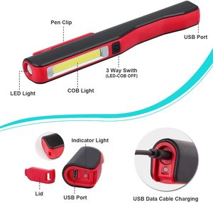 Siêu sáng mini COB LED Đèn pin khẩn cấp đa mục đích cắm trại Penlight Torch đèn nam châm Túi clip cho công việc sử dụng ngoài trời - Product Image 3