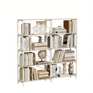 Estantería Industrial Vintage de 5 Niveles con Marco de Metal Blanco, Librería Abierta para Hogar, Oficina, Sala de Estar - Product Image 1