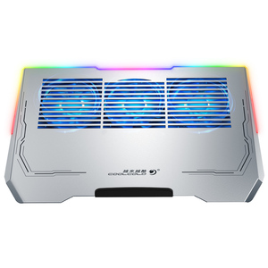 Bán buôn OEM RGB chơi game máy tính xách tay làm mát Pad nhôm bảng điều chỉnh 3 người hâm mộ lớn máy tính xách tay Cooler đứng cho 17inch máy tính xách tay - Product Image 2