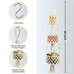 Pot suspendu moderne en coton tissé, base pour pot de fleurs, doublures pour herbes, porte-pot, plateau, pots suspendus, panier détachable - Product Image 5