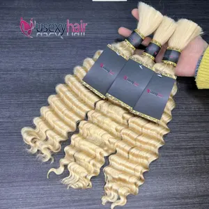 Hot Selling deep wave super double drawn natural color human braiding hair bulk no weft bundles hair extensions from Vietnam
