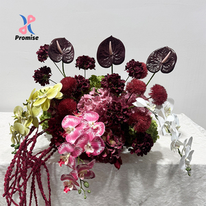 Arreglo Floral Moderno de Orquídeas Mariposa en Rojo Vino y Rosa, Decoración de Mesa para Interiores, Bodas, Restaurantes de Alta Gama, Día de la Madre - Product Image 1