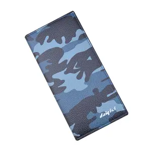 Trendy Men s Long Wallet with Camo Pattern Spacious Card Slots Soft Leather for Business and Casual Use