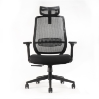 Chaise de bureau noire à dossier mi-haut en maille avec structure en nylon et hauteur réglable, chaise de travail respirante pour poste de travail à domicile