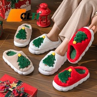 Nouvelle Arrivée 2026 – Chaussons d'intérieur unisexes à motif sapin de Noël, semelle épaisse antidérapante, en peluche, pour automne/hiver