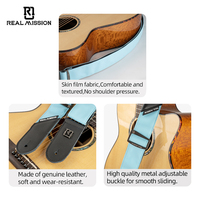 Sangles de guitare en cuir véritable Mission, faciles à transporter, réglables, pour guitare acoustique et électrique, basse, accessoires d'ukulélé inspirés de la musique arc-en-ciel