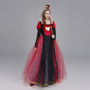 Heart Queen Costume Red Black Checkered Dress Adult Cosplay Halloween Party Outfit - Product Image 2