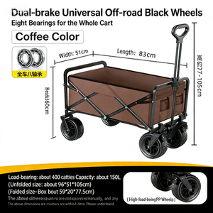 Büyük Kapasiteli, Katlanabilir, Özelleştirilebilir 200kg Taşıma Kapasiteli Depolama Alışveriş Arabası Ağır Hizmet Tipi Kamp ve Piknik Katlanır Arabası - Product Image 6