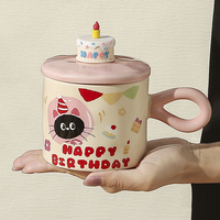 Mug en céramique avec chat de dessin animé mignon, couleur et logo personnalisés, capacité de 301 à 400 ml, boîte cadeau de grande valeur, souvenir, cadeau d'anniversaire, tasse à petit-déjeuner
