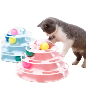 Wholesale Cat Play Board 3-Floor Track Cat Turntable Funny Pet Toys With Balls Cat Puzzle Toy Detachable Track Balls