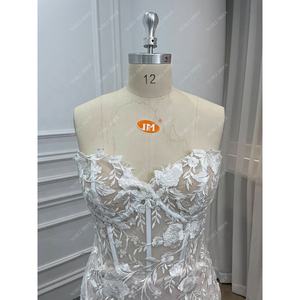 थोक महिलाओं सुरुचिपूर्ण पत्ती पुष्प फीता सेक्सी भ्रम कोर्सेट मरमेड शादी की पोशाक पहले से शर्त महिलाओं तंग फिट ब्राइडल गाउन - Product Image 6