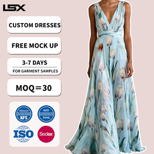 Fabricante de Ropa con Logotipo Personalizado, Vestidos Casuales Estampados, Vestido Largo Floral de Moda para Mujer, Vestido de Novia - Product Image 2