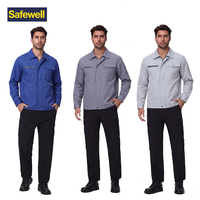 En stock, combinaison de travail antistatique résistante, veste et pantalon en polyester et coton pour les équipes d'atelier industriel