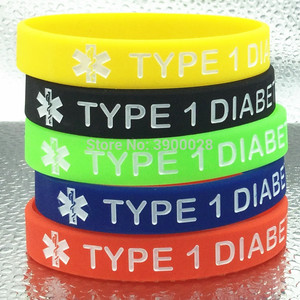 TYPE 1 DIABETES/BLOOD THINNER/Medical Alert Bracelet Men Women Silicone Wrap Bracelet