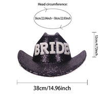 Chapeau de cowboy bohème en gros avec sequins argentés, strass et franges pour mariée, enterrement de vie de jeune fille, mariage, chapeaux de fête personnalisés pour femmes