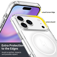 Coque de luxe antichoc pour iPhone 17 18 Pro Max avec protection d'appareil photo 2,5 mm, rebord surélevé 1,2 mm, hybride TPU PC transparente et magnétique