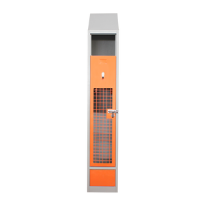 Casiers de rangement en toit incliné avec ventilation en grille d'entrepôt métallique Armoire à chaussures pour athlètes d'extérieur avec banc - Product Image 1