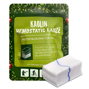 manufacturer custom effective kaolin z-fold hemostatic 100% cotton fabric non woven gauze piece for stop bleeding