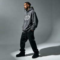 Sweat à capuche oversize pour homme, effet délavé, imprimé graffiti, 100% coton, molleton épais, logo personnalisé sur le devant, style streetwear