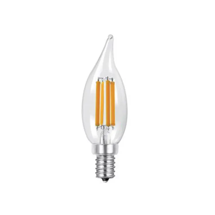 Bombilla de filamento LED C35 e12 e14, luz trasera transparente de 360 grados, 6W, 800LM, alto polvo