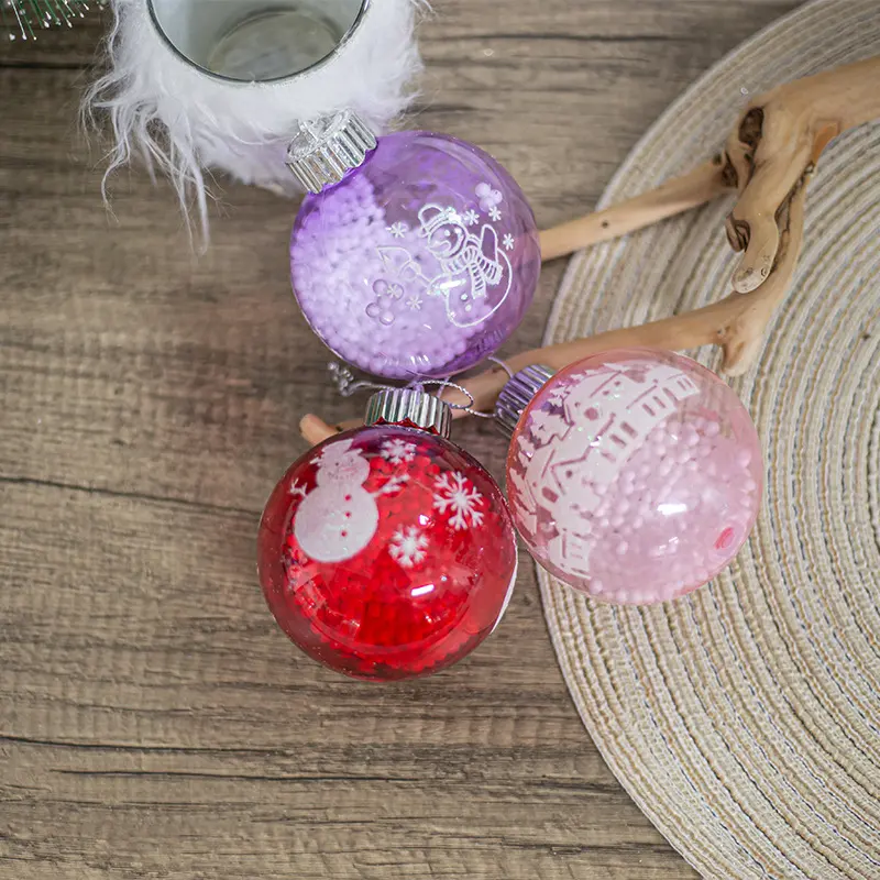 Nordic ins high-quality bubble seed printed ball translucent 8cm Christmas party holiday decoration Christmas ball