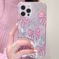 Casing penutup ponsel desain benang bulu anak perempuan pita cetak UV kustom untuk iPhone 16 15 14 Pro Max 16 Plus