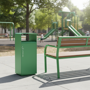 <span class=keywords><strong>Poubelle</strong></span> extérieure en acier galvanisé vert, <span class=keywords><strong>poubelle</strong></span> publique écologique pour parcs, rues et projets verts urbains - Product Image 2