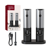 Moulin à poivre électrique rechargeable, moulin à sel et poivre électrique en acier inoxydable, ensemble de moulins à poivre noir pour la maison